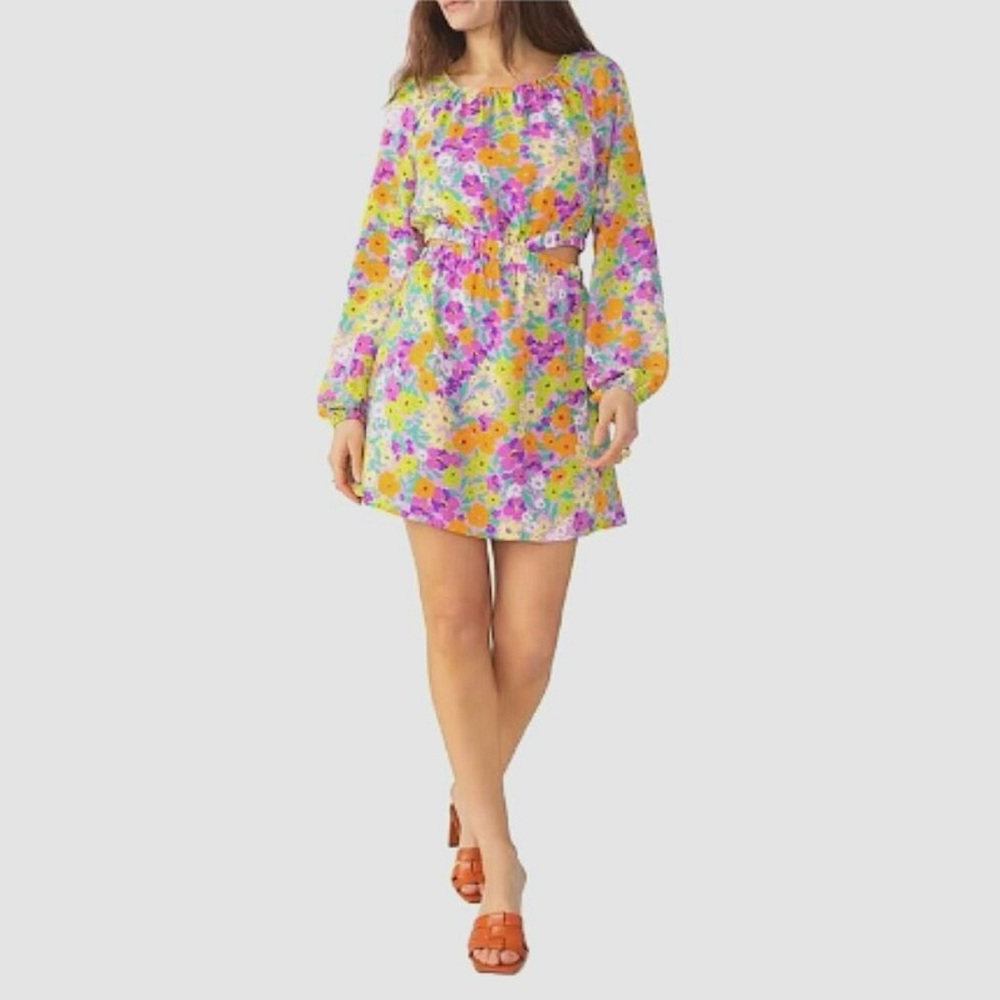 Sanctuary Fresh Garden Vibrant Floral Cutout Mini Dress XS Summer Easter Spring - Picture 3 of 15